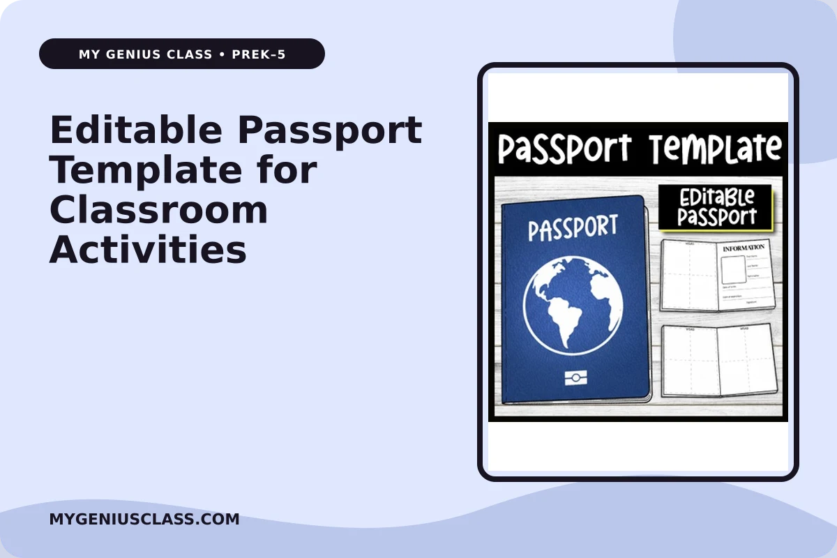 Editable Passport Template for Classroom Activities – My Genius Class