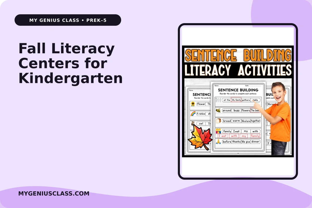 Fall Literacy Centers for Kindergarten – My Genius Class